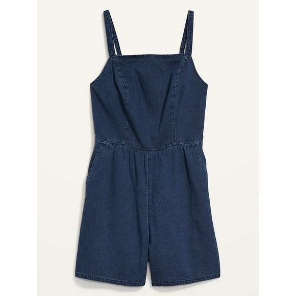 Old Navy Pants - Old Navy Sleeveless Cami Denim Romper Womens XL Light Wash Blue Western